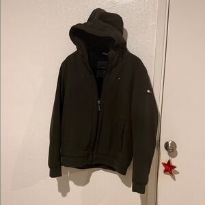 Tommy Hilfiger Olive Green Hooded Shirt Jacket